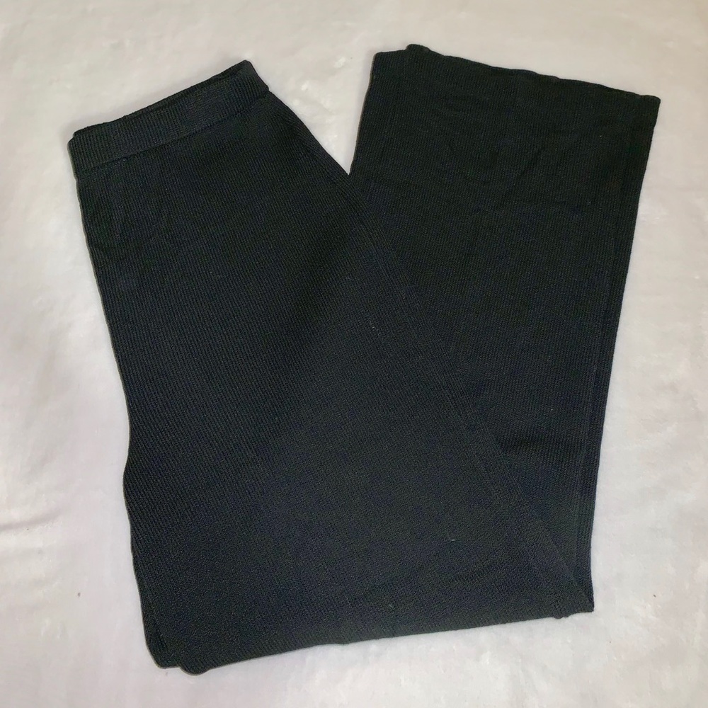 St. John Wide Leg Knit Pants, Black, Size 12